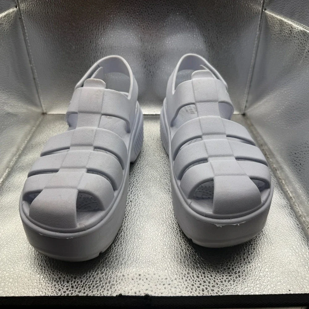 Size 10 Crocs Stomp‎ Chalk White Womens Lightweight Fisherman Platform Sandals